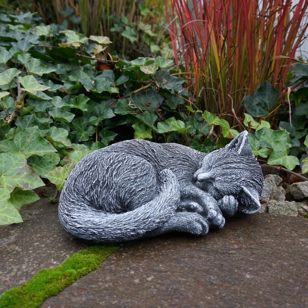 2 Katzen-Steinfiguren Set – Antik, Frostsicher, H. 17 & 11 Cm, 13 Kg, Aus Steinguss Für Garten & Außenbereich