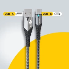 USB C Cable FAST Charger Charging Type C Cord with LED Light for Samsung Galaxy