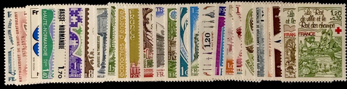 France #YT1982-YT2027 MNH 1978 Commemorative Year Set [1580-1623