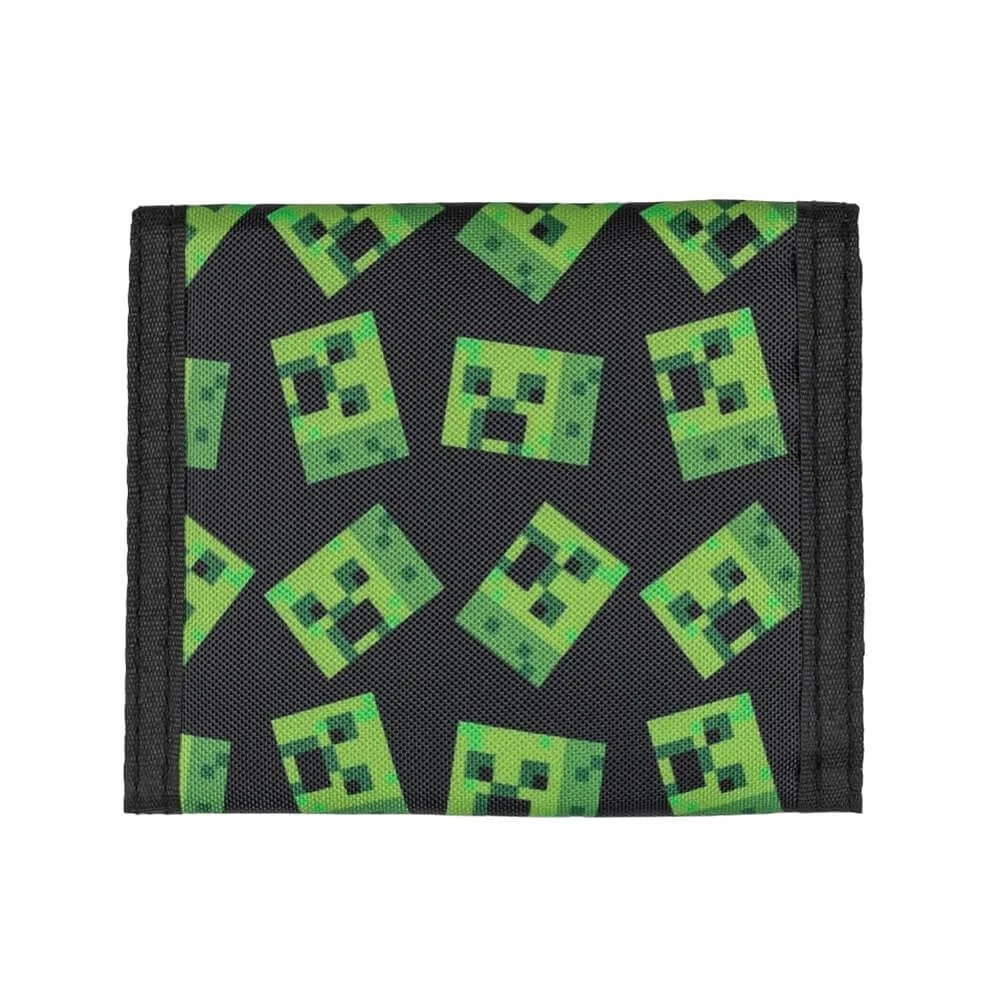 Minecraft Creeper Face Nylon Tri-Fold Wallet Multi-Colored Licensed