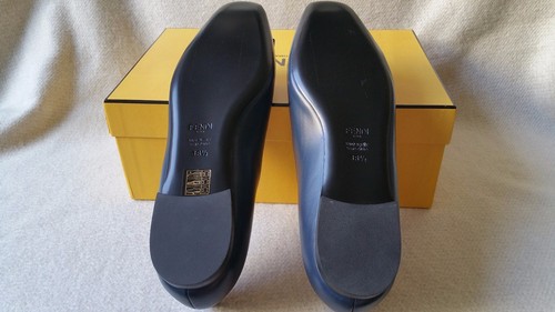 Fendi 38.5 Pyramid Stud Ballerina ballet Flats loafer skimmer Blue Leather Shoe - Picture 12 of 12
