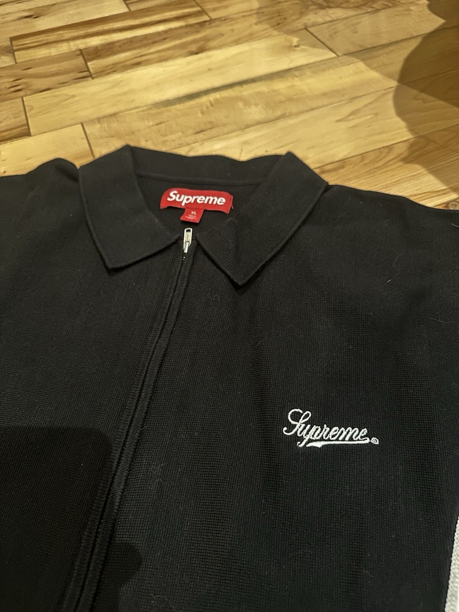 Supreme Two Tone Piping Zip Up Polo Black White XL | eBay