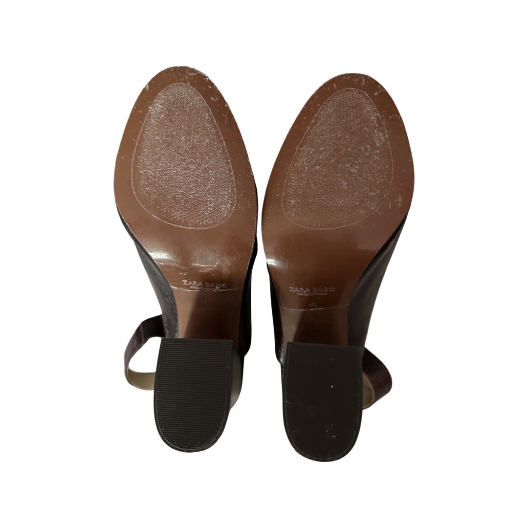 Zara Basic Size 41/9 Brown Leather Slingback Shoe… - image 9