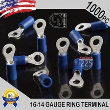 1000 PACK 16-14 Gauge 6 Stud Insulated Vinyl Ring Terminals Tin Copper Core US