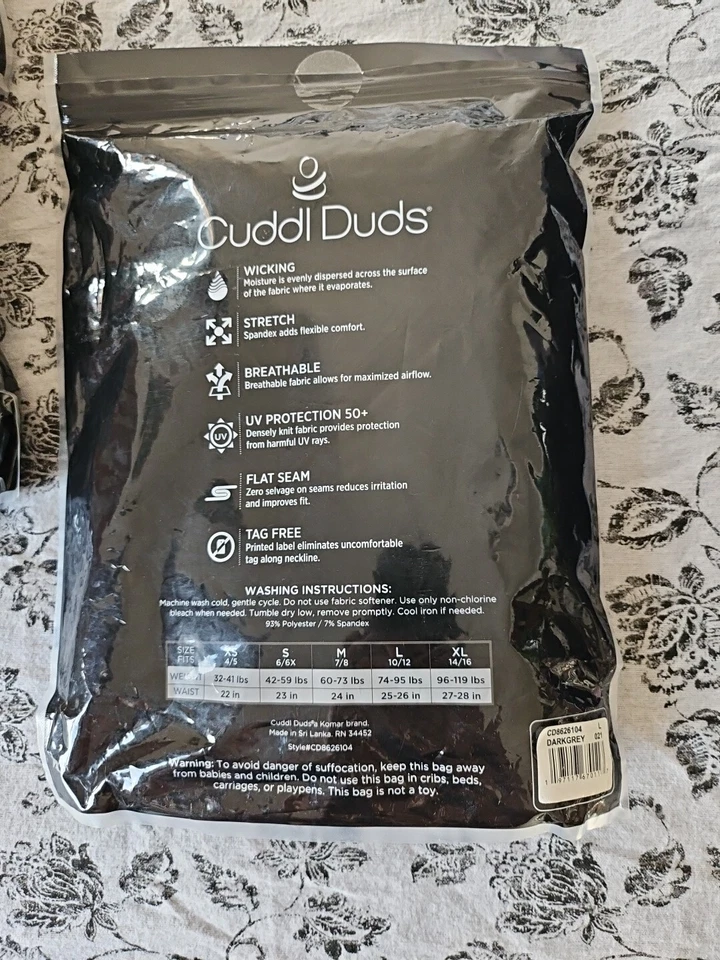 Juego de 3 capas base Cuddi Duds - 1 niño azul marino XL 2 NIÑAS GRIS OSCURO NEGRO LG Foto 2 de 4