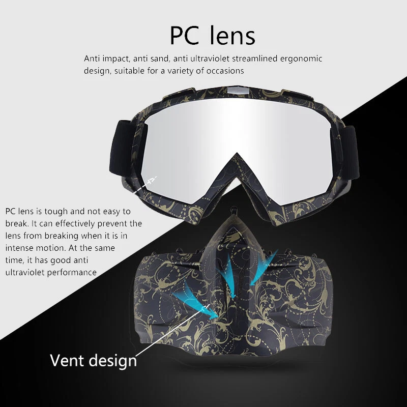 Casco de motocicleta Gafas de montar Máscara facial desmontable Gafas de motocross Gafas Foto 3 de 4