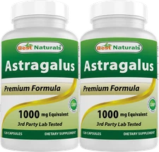 2 Pack Best Naturals Astragalus 1000 mg 120 Capsules ,astragalus extract 