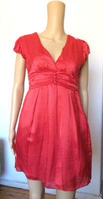 Marke Miss Sixty Kleid Größe S 36 34 Material  reine  Seide rot gepunktet