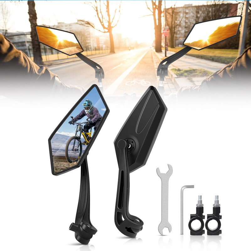 2Pc Bike Mirror MTB Road 22-25mm Handlebar Bicycle Rear View Glass Cycling