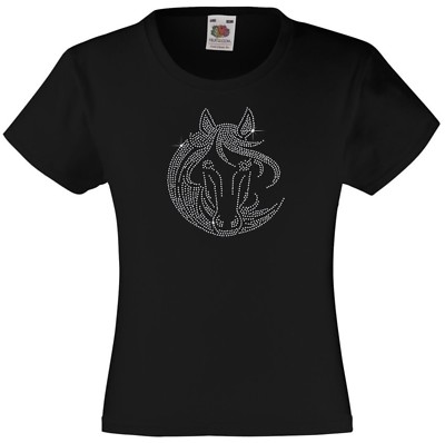 T-Shirt Pferdegesicht Strass/Diamant verziert - schönes Geschenk für Mädchen