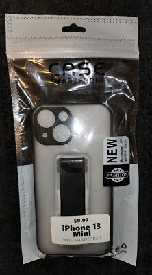 !!-BRAND NEW IPHONE 13 MINI BLACK & CLEAR CASE WITH HAND STRAP-!!