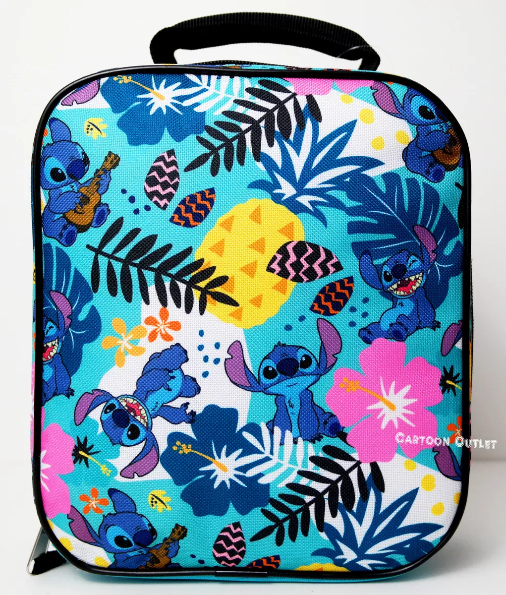 Disney Lilo Stitch Lunch Bag School Travel Snack Tote Flower Art Print  Lunchbox