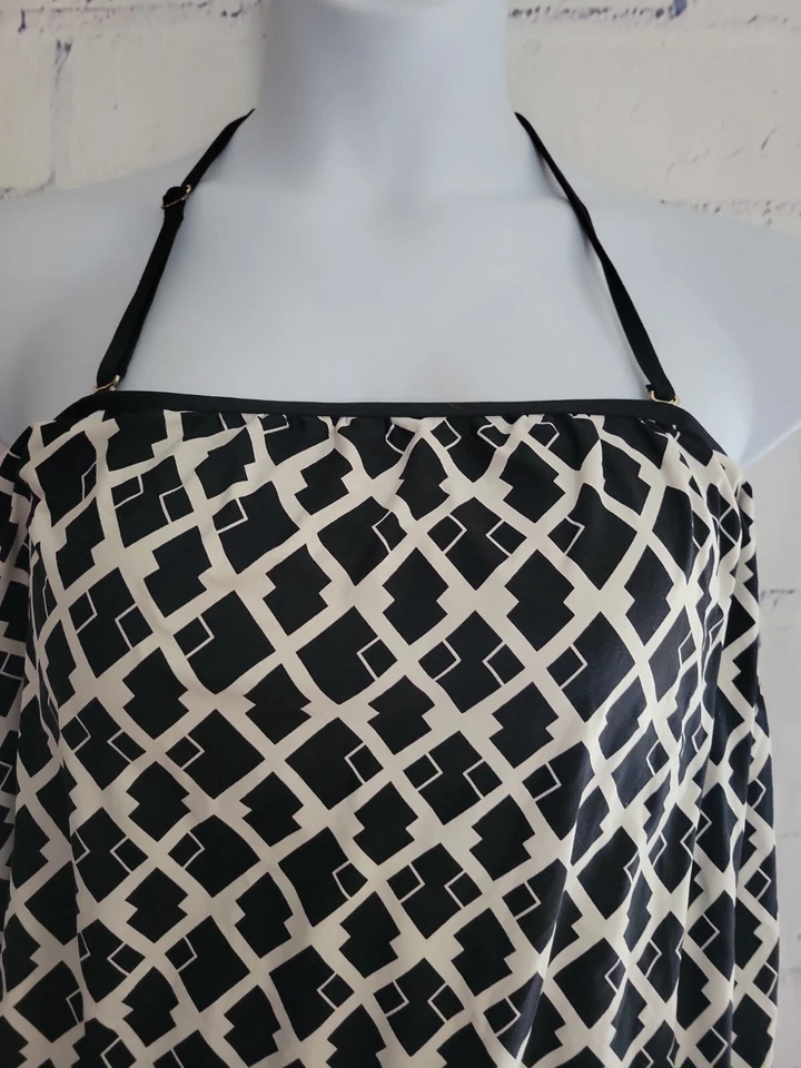 Apt. 9 Blusa Geométrica Blanca y Negra Traje de Baño de Una Pieza Talla XXL Halter Acolchado Foto 2 de 4