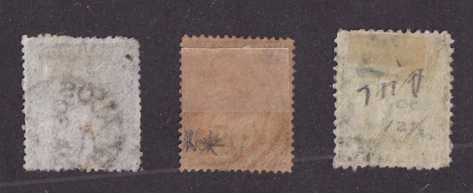 SELLOS DE MATT SCOTT BARBADOS #32, 35, 46 EMISIONES DE BRITANNIA DE 1871-75, USADOS CV$46 Foto 2 de 3