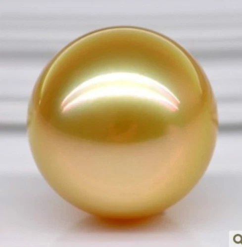 HUGE 15MM PERFECT ROUND AAA AUSTRALIAN SOUTH SEA GENUINE GOLD LOOSE PEARL UNDRIL