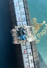 Vintage 1980s 1990s Sterling Silver Cluster Blue Stone Cocktail Ring Size 7