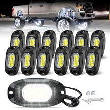 12PCS White LED Rock Lights for Trucks, UTVs, ATVs Waterproof Under Glow