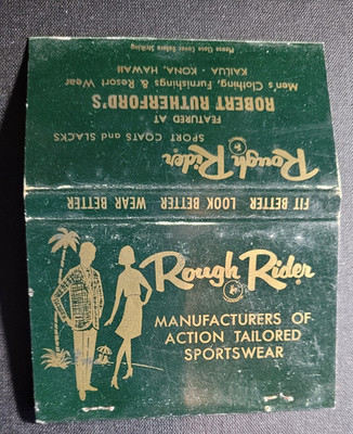1950s Rough Rider Clothing Kona, Hawaii Unstruck Matchbook Match Cover