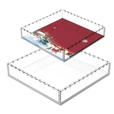 Dual-Size Scalloped Acrylic Serving Set (10"&8") w/Magnetic Panels - Clear-Vi...