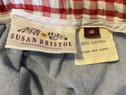 Susan Bristol size 12 VTG button front cottage midi blue jeans skirt - Picture 7 of 8