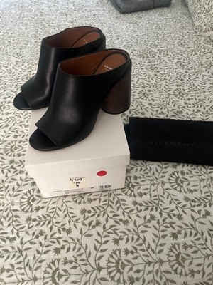 Givenchy leather wedge mule with wood heel size 38, excellent condition