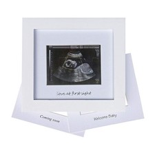 IHEIPYE Baby Sonogram Photo Frame - Single Opening, White with Silver Text