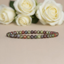 Bloodstone 4mm Beads Stretch Bracelet Luck Protection Women Men Gift Layered Bra