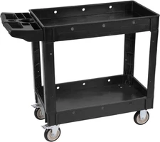 Elevon Service Utility Cart, 2-Shelf 550LBS Heavy Duty Plastic Rolling Tool Cart
