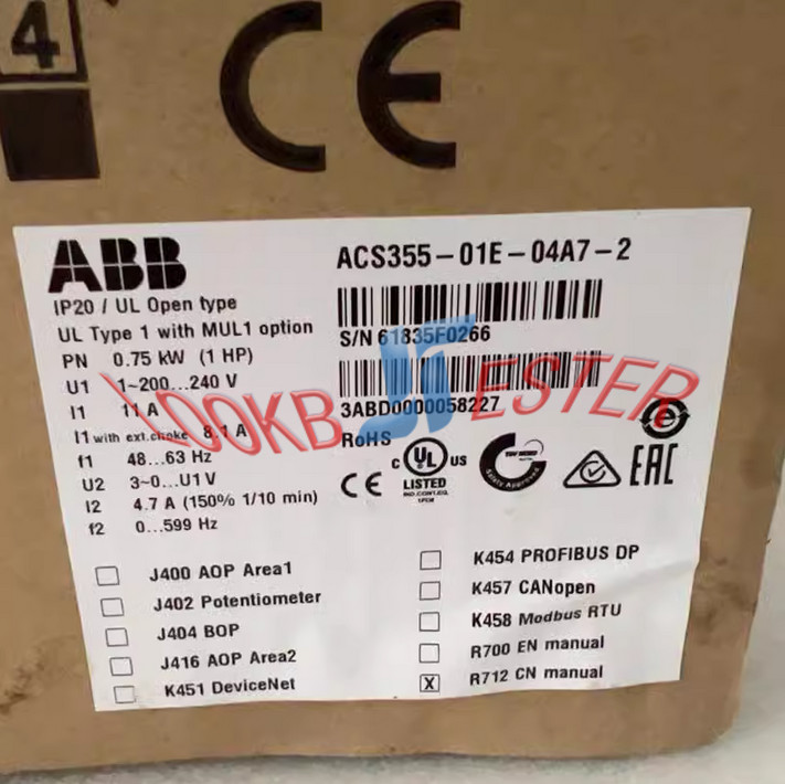 1PCS ABB ACS355-01E-04A7-2 Frequency converter 0.75kW New