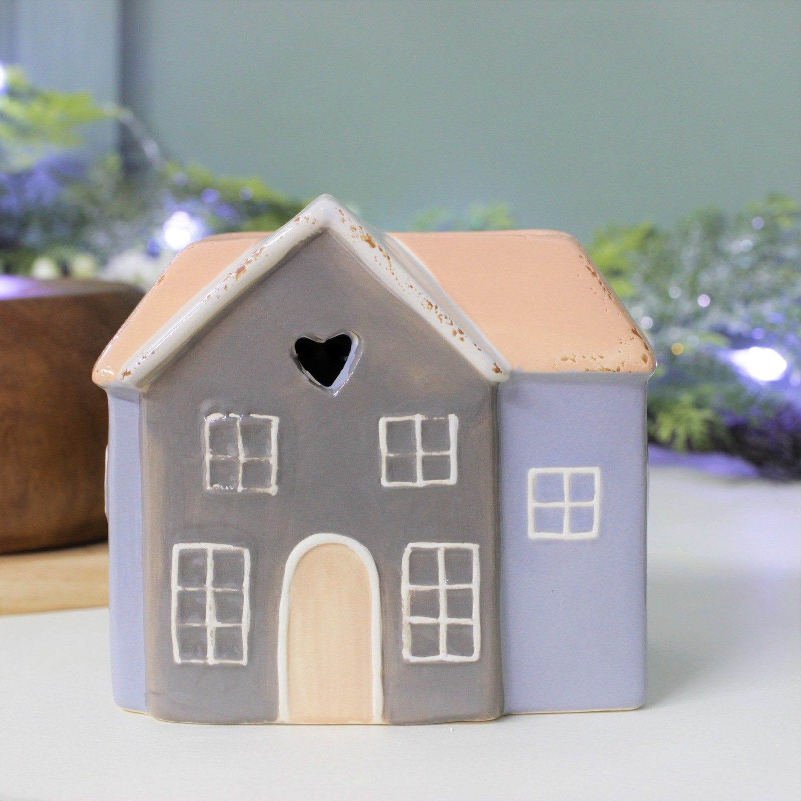 Stoneware Oil Burner Home House Shaped Wax Melting Oil Burner Tealight Holder