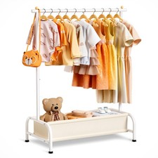 Kids Clothing Rack with Basket Small Dress Up Storage Short Toddler Dress Up ...