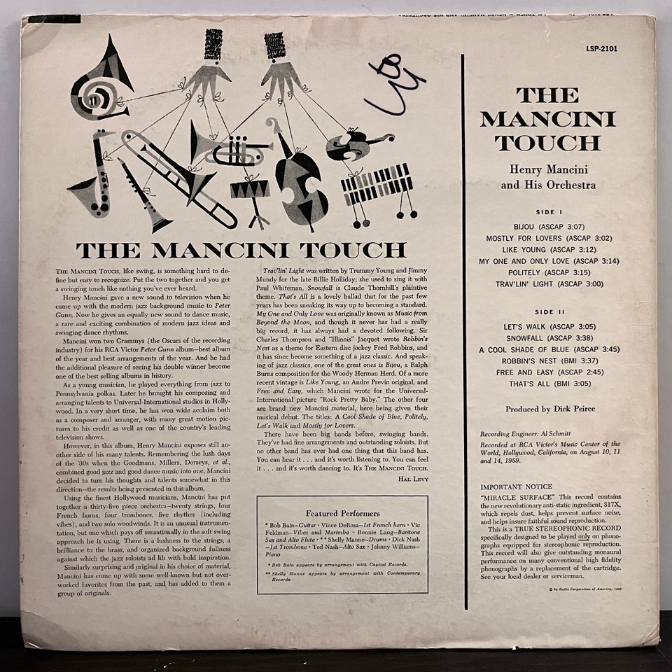 HENRY MANCINI - Mancini Touch (1960 Living Stereo) - 12" Vinyl Record LP - VG Foto 2 de 3