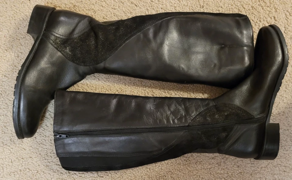 Sesto Meucci Black Leather Zip Knee High Boots Womens Size 8 W - Image 4 of 4