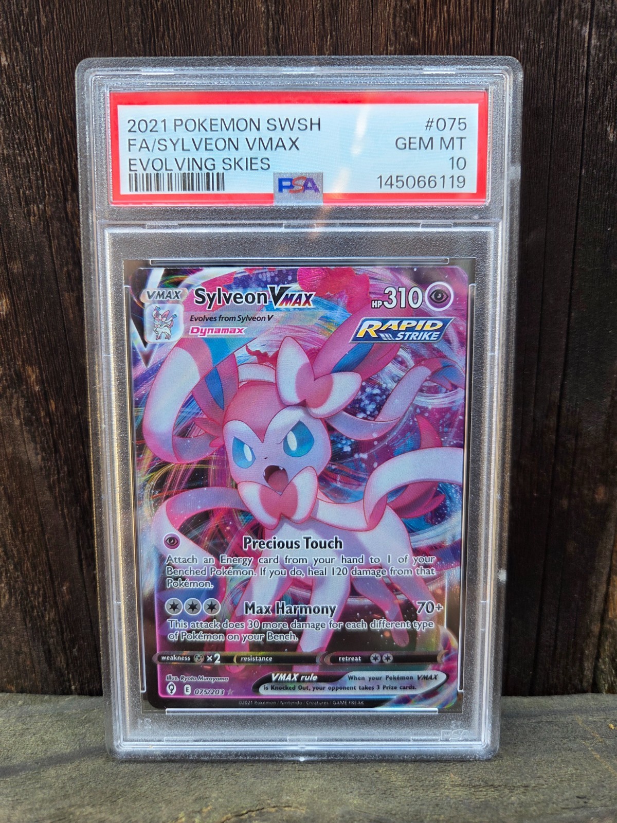 SYLVEON VMAX (075/203) - PSA 10 - 2021 POKEMON SWSH EVOLVING SKIES 075 FULL ART