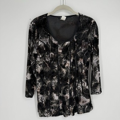 Vintage 90s y2k dark velvet trim top large L dark academia vampire goth witchy