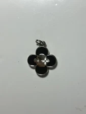 LOUIS VUITTON pendant Brass & gold charm / zip Pull Flower Motif double sided LV
