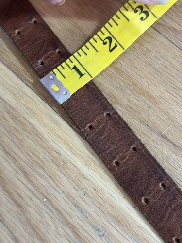 VTG 70s Brown Double Holed Belt Brass Buckle Bohemian Boho Medium - Picture 3 of 4