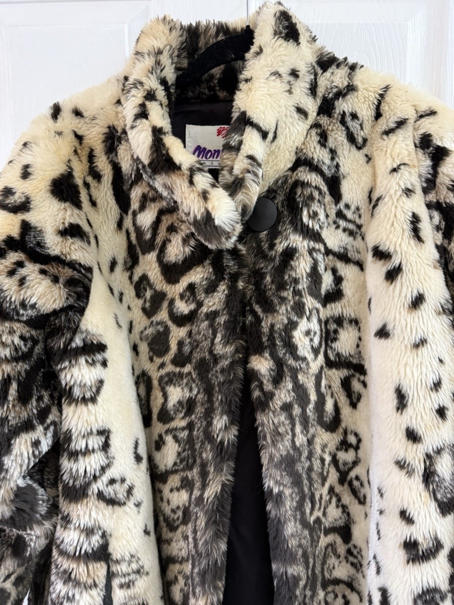 Vintage Monterey Fashions Leopard Print Faux Fur Coat Women's Sz