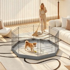 24" 8-Panel Metal Dog Playpen with 600D Waterproof Bottom Pad