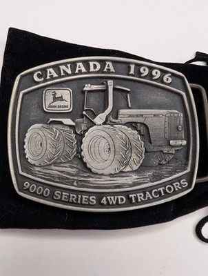 Vtg 1996 John Deere Canada Belt Buckle 9000 Series 4WD Tractor Spec Cast Pouch