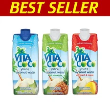 Refreshing Coconut Water Trio - 16.9 Oz Containers with Natural Flavors, 12 Pack