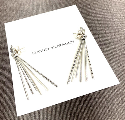 David Yurman Angelika Sterling Silver & Diamond Long Drop Earrings