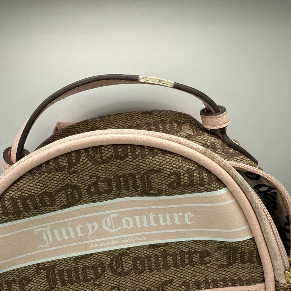 Bolso Mochila Juicy Couture Para Mujer Y2K Rosa y Marrón Miniatura Logo - 7 pulgadas X 9 pulgadas Foto 2 de 4