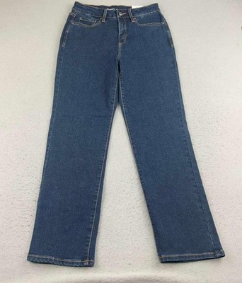 Style Co Jeans Womens 8 Blue Denim Straight Leg Flat Front Straight Table NWT