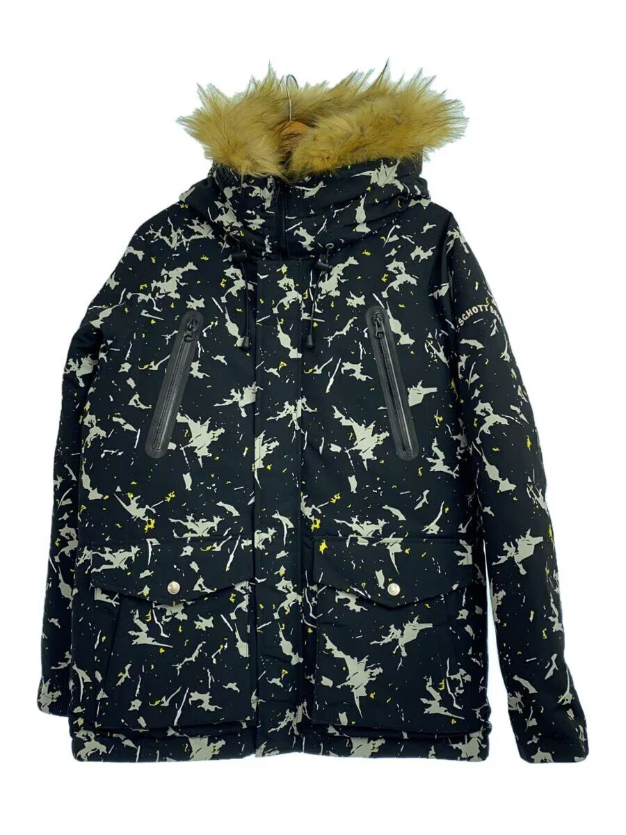Schott Down Jacket, Size S, Polyester, Black Camo… - image 1