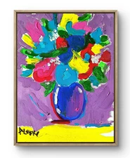 Original Art Purple Flowers 14x11 Colorful Modern Art Acrylic Painting on Canvas