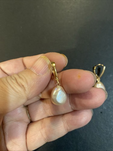 14K Gelbgold Barock Perlen Ohrhänger - Bild 7 von 8
