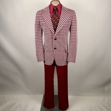 Vtg 60s 70s Leisure Suit Mens 44 Long Jacket 34 35 Pants Polyester Disco Sears