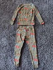 Cat  Jack Pajamas Boys Size 4 Forest Creatures Green Long Sleeve Very Soft Feel
