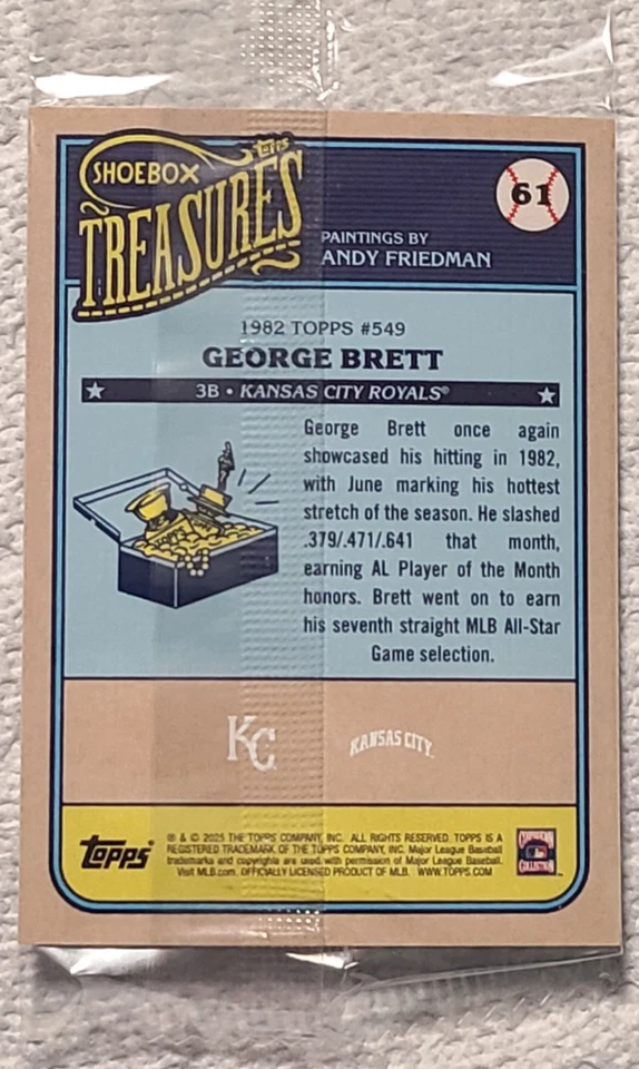 Caja de zapatos Topps 2025 Treasures Gearge Brett lámina de chicle Foto 2 de 2